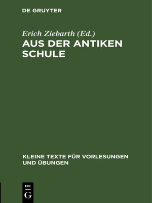 cover image of Aus der antiken Schule